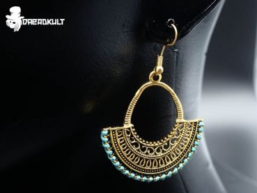 bohemian Monkey swing in turquoise earrings, boho,  dreadlock jewelry, earrings for dreadheads, festival jewelry, jewelry for hippie, hip jewelry, native jewelry, indian jewelry, gypsy jewelry, goa jewelry, gypsy earrings, goa earrings